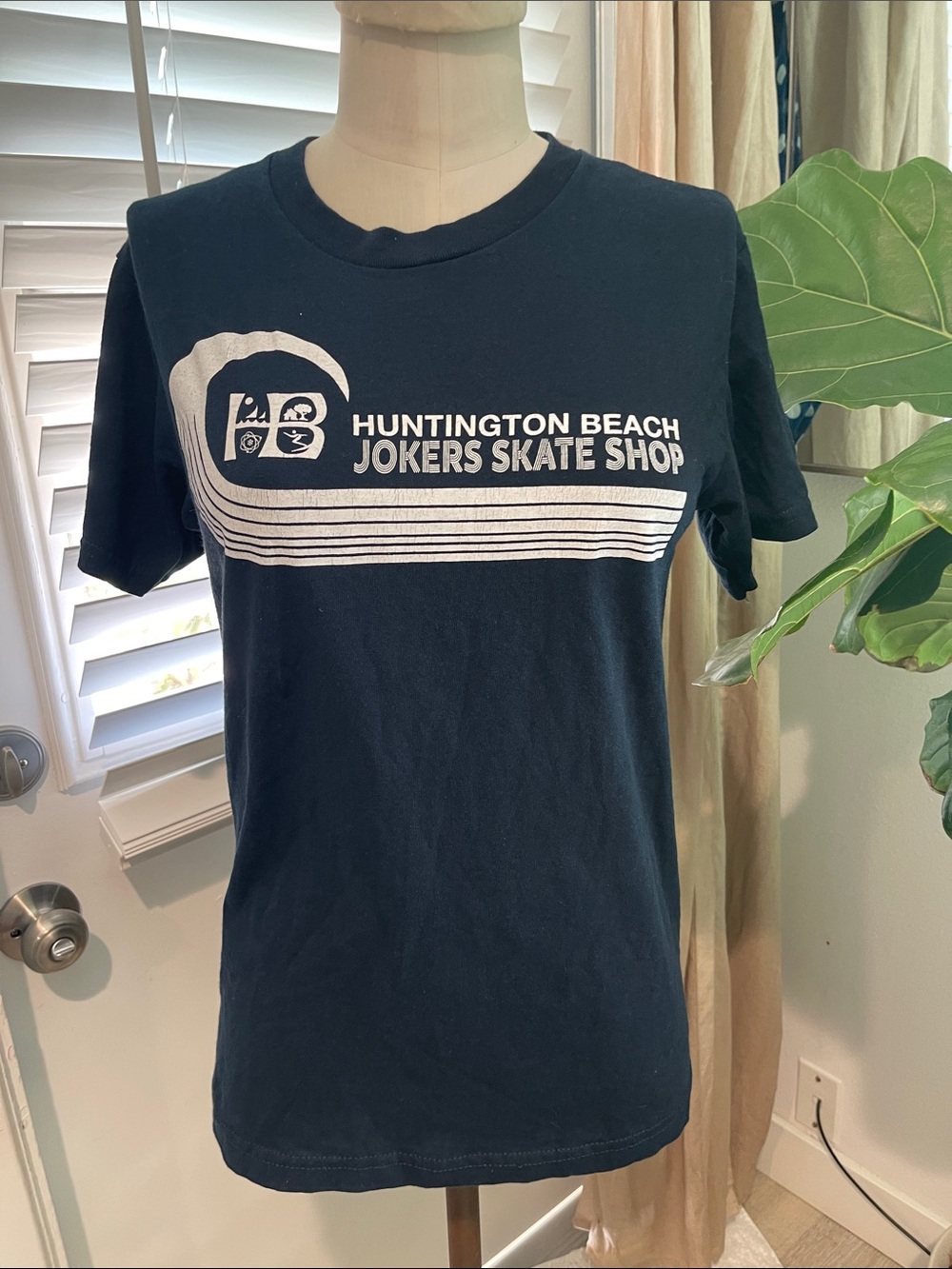Brand New Huntington Beach Jokers Skate Shop Graphic Tee - Navy & White